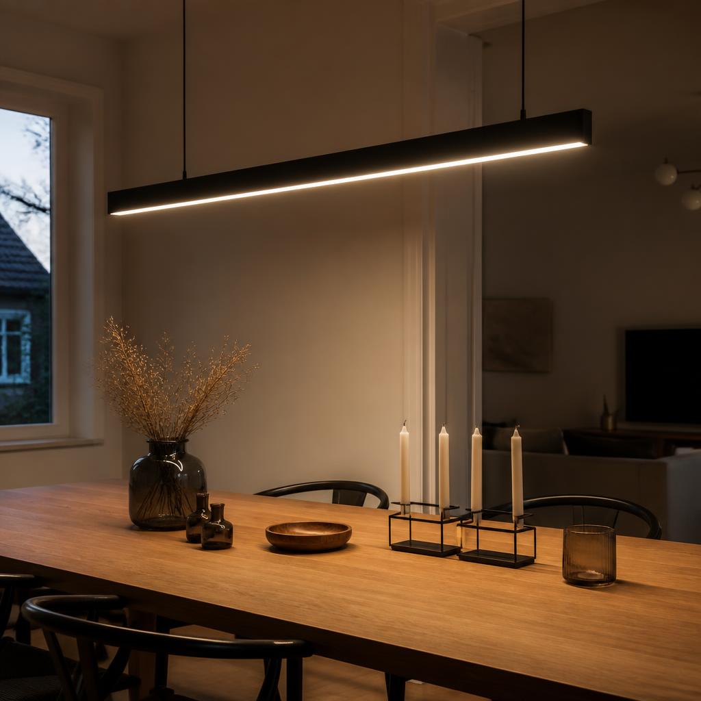 Montaż liniowej lampy LED nad stołem